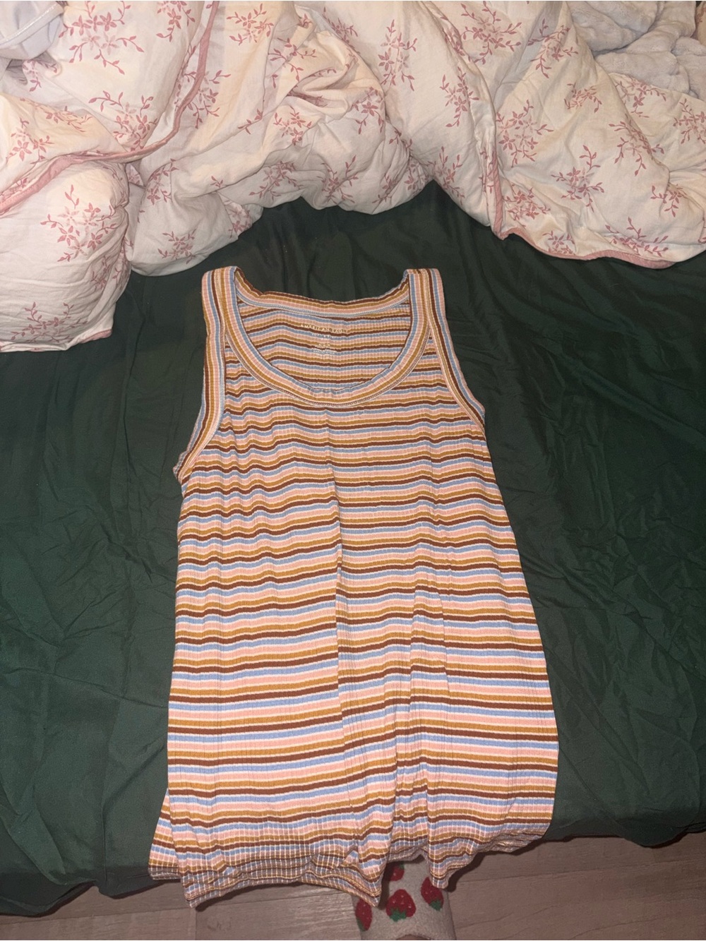 American Eagle Outfitters Striped Ribbed Tank Top in Yellow, Blue & White